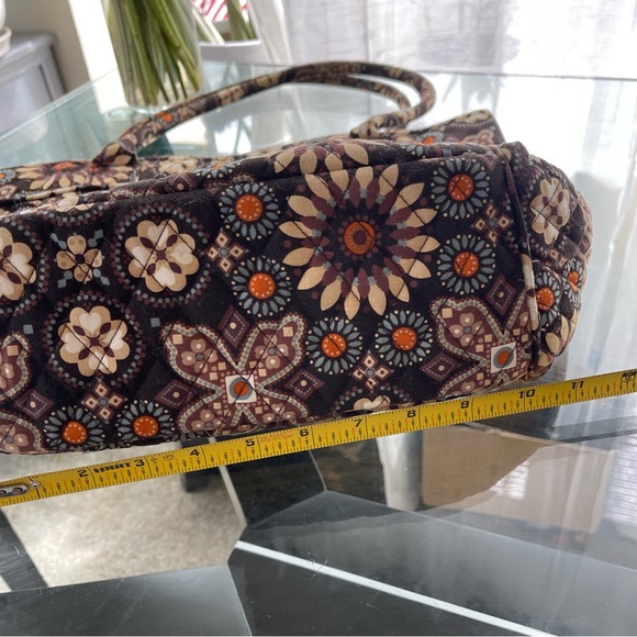 Vera Bradley Large Handbag Tote Shoulder Bag Floral Orange Brown Daisey - Picture 5 of 8